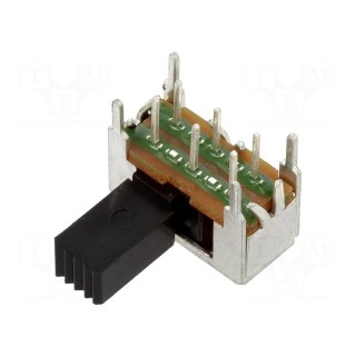 Switch: slide | Pos: 2 | DPDT | 0.5A/15VDC | ON-ON | THT | -20÷70°C | 20mΩ
