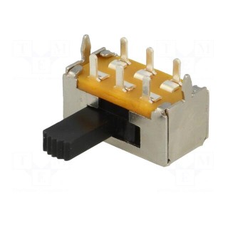 Switch: slide | Pos: 2 | DPDT | 1A/125VDC | ON-ON | THT | -20÷60°C | 50mΩ