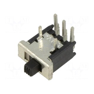 Switch: slide | Pos: 2 | SPDT | 0.4A/20VAC | 0.4A/20VDC | ON-ON | THT | 40mΩ