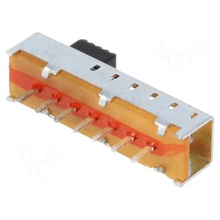 Switch: slide | Pos: 6 | 0.3A/30VDC | ON-ON-ON-ON-ON-ON | PCB,THT | 20mΩ