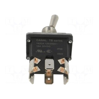 Switch: toggle | Pos: 2 | DPDT | ON-(ON) | 16A/250VAC | 16A/30VDC | IP68