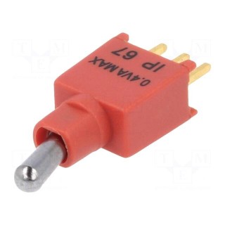 Switch: toggle | Pos: 2 | SPDT | ON-(ON) | 0.4A/20VDC | Leads: flat pin
