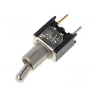 Switch: toggle | Pos: 2 | SPST | ON-OFF | Leads: for PCB | -30÷85°C | 20mΩ