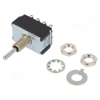 Switch: toggle | Pos: 3 | 4PDT | ON-OFF-ON | 6A/125VAC | 6A/6VDC | 20mΩ