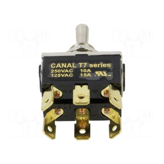 Switch: toggle | Pos: 3 | DP3T | ON-OFF-ON | 10A/250VAC | Toggle: round