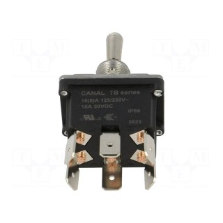 Switch: toggle | Pos: 3 | DP3T | ON-OFF-ON | 16A/250VAC | 16A/30VDC | IP68