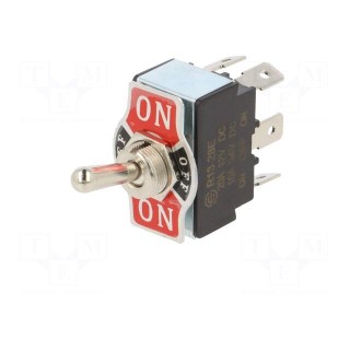 Switch: toggle | Pos: 3 | DPDT | ON-OFF-ON | 20A/12VDC | 0÷55°C | 50mΩ