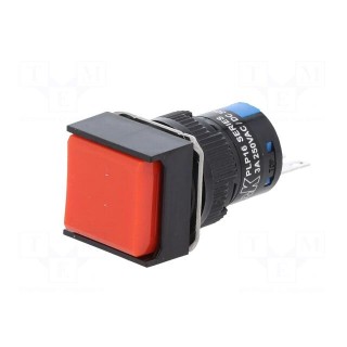 Switch: push-button | Pos: 2 | 5A/250VAC | ON-(ON) | IP40 | red | 18x18mm