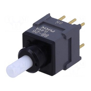 Switch: push-button | Pos: 2 | DPDT | 0.01A/28VAC | 0.01A/28VDC | ON-ON