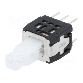 Switch: push-button | Pos: 2 | DPDT | 0.1A/30VDC | OFF-ON | Mounting: THT