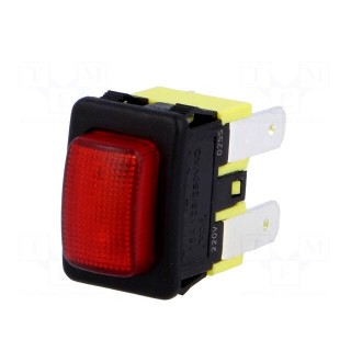 Switch: push-button | Pos: 2 | DPST-NO | 16A/250VAC | OFF-ON | red | 230V
