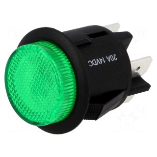Switch: push-button | Pos: 2 | DPST-NO | 20A/12VDC | OFF-ON | green