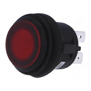 Switch: push-button | Pos: 2 | DPST-NO | 6A/250VAC | OFF-ON | red | IP65