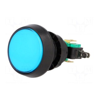 Switch: push-button | Pos: 2 | SPDT | 10A/250VAC | ON-(ON) | blue | Ø: 44mm