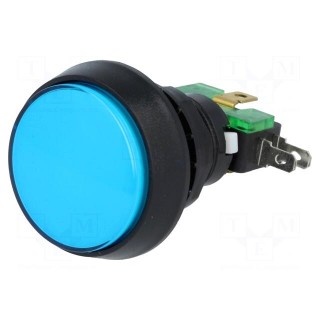 Switch: push-button | Pos: 2 | SPDT | 10A/250VAC | ON-(ON) | blue | Ø: 44mm