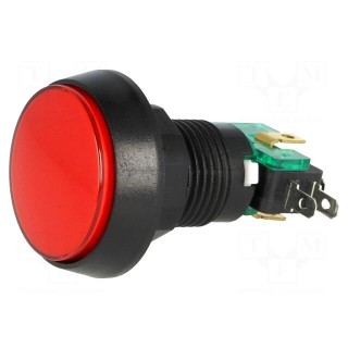 Switch: push-button | Pos: 2 | SPDT | 10A/250VAC | ON-(ON) | red | Ø: 44mm