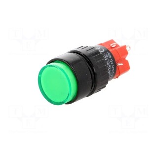Switch: push-button | Pos: 2 | SPDT | 3A/220VAC | 2A/24VDC | ON-ON | green