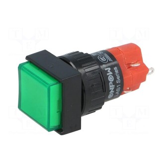 Switch: push-button | Pos: 2 | SPDT | 3A/250VAC | 2A/24VDC | ON-ON | green
