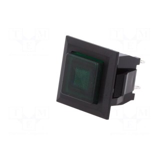 Switch: push-button | Pos: 2 | SPST-NO | 3A/125VAC | OFF-ON | green | 1kV