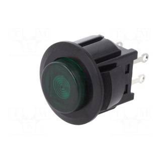 Switch: push-button | Pos: 2 | SPST-NO | 3A/125VAC | OFF-ON | green | 1kV