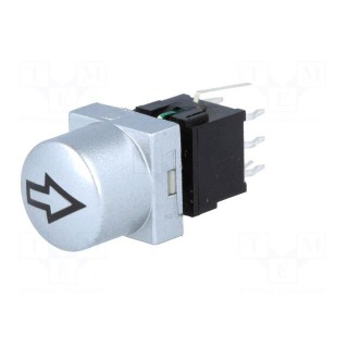 Switch: keypad | arrow | Pos: 2 | DPDT | 0.1A/30VDC | silver | LED | green