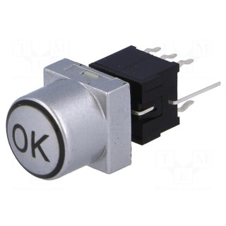 Switch: keypad | OK | Pos: 2 | DPDT | 0.1A/30VDC | silver | LED | green | THT