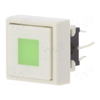 Switch: keypad | Pos: 2 | DPDT | 0.1A/30VDC | white | LED | green | THT | 1.5N