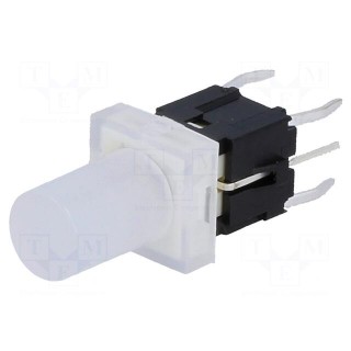 Switch: keypad | Pos: 2 | DPST-NO | 0.05A/12VDC | colourless | LED | white