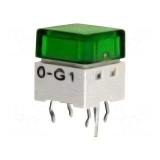 Switch: keypad | Pos: 2 | SPST-NO | 0.05A/24VDC | green | LED | green | THT