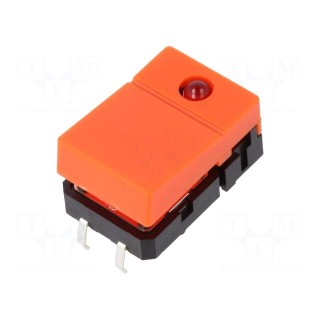Switch: keypad | Pos: 2 | SPST-NO | 0.05A/24VDC | orange | LED | THT | 1.27N