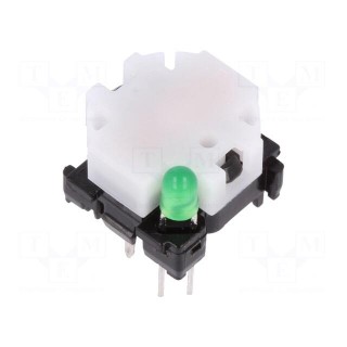 Switch: keypad | Pos: 2 | SPST-NO | 0.1A/28VDC | white | LED | green | THT
