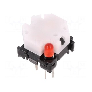 Switch: keypad | Pos: 2 | SPST-NO | 0.1A/28VDC | white | LED | red | THT