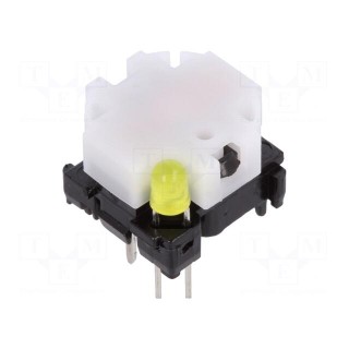 Switch: keypad | Pos: 2 | SPST-NO | 0.1A/28VDC | white | LED | yellow | THT