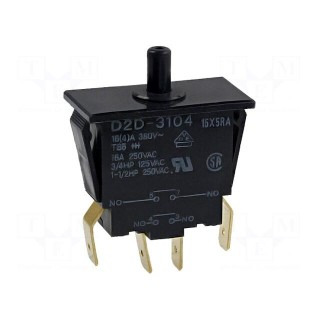 Switch: door | Pos: 2 | DPST-NO | 16A/250VAC | black | Mounting: on panel