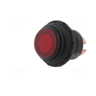 Switch: push-button | Pos: 2 | SPST | 10A/14VDC | red | Illumin: LED | PC