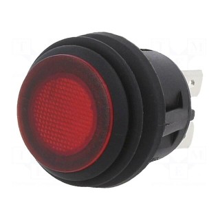 Switch: push-button | Pos: 2 | SPST | 20A/14VDC | red | Illumin: LED | PB