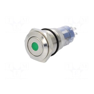 Switch: vandal resistant | DPDT | 3A/250VAC | IP67 | ON-(ON) | green