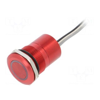 Switch: capacitive | Pos: 2 | SPST-NC | 0.01A/12VDC | IP68 | ON-OFF | red