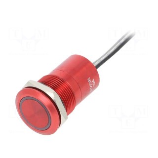 Switch: capacitive | Pos: 2 | SPST-NC | 0.01A/12VDC | IP68 | ON-OFF | red