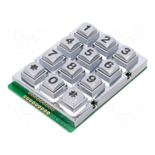 Keypad: metal | No.of butt: 12 | LED | metal | 200mΩ | 1.2N | 20mA | W: 56mm