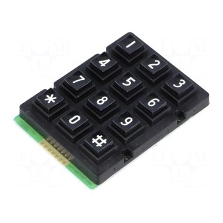 Keypad: plastic | No.of butt: 12 | none | plastic | 200mΩ | 1.5N | 20mA