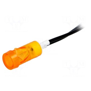 Indicator: with neon lamp | flat | amber | 230VAC | Cutout: Ø12mm