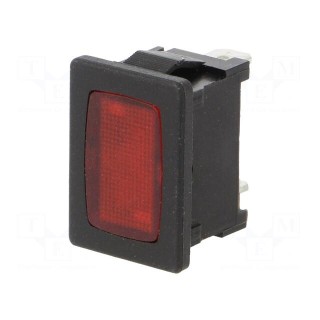 Indicator: with neon lamp | flat | red | 230VAC | Cutout: 19.2x12.9mm