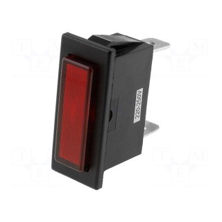 Indicator: with neon lamp | flat | red | 230VAC | Cutout: 30.4x11.2mm