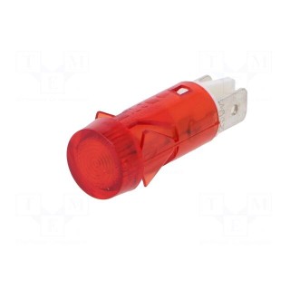 Indicator: with neon lamp | flat | red | 230VAC | Cutout: Ø12mm