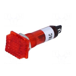Indicator: with neon lamp | prominent | red | 230VAC | Cutout: Ø10mm