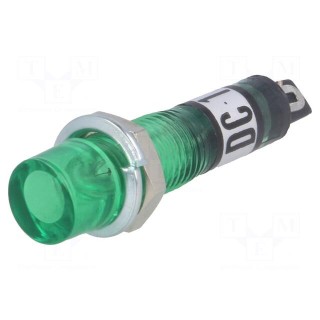 Indicator: with neon lamp | recessed | green | 12VAC | Cutout: Ø7.5mm