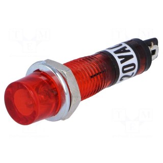 Indicator: with neon lamp | recessed | red | 230VAC | Cutout: Ø7.5mm