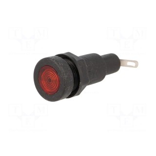 Indikators: ar neona lampu | sarkans | 230VAC | Izgriezums: Ø14,5 mm