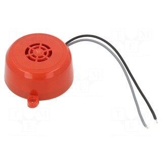 Sound transducer: piezo signaller | Sound level: 90dB | Colour: red